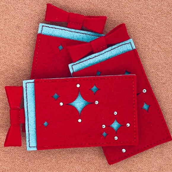 STARBUCKS RARE EMBELLISHED CUT OUT FELT GIFT CARD HOLDERS - SET OF 3 - NEW! - Picture 2 of 12